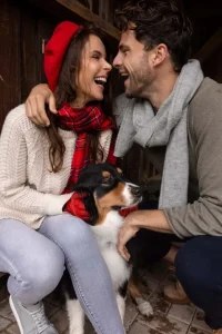maramodels.franziska.h.Couple Franziska und Constantin Hund Herbst Lachen evaluna.studio